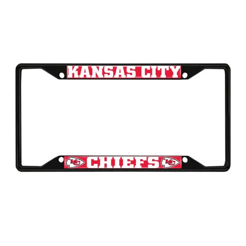 Fan Mats Kansas City Chiefs Metal License Plate Frame Black Finish