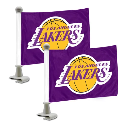 Fan Mats Los Angeles Lakers Ambassador Car Flags - 2 Pack Mini Auto Flags, 4In X 6In