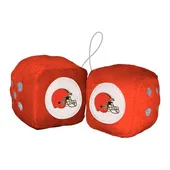 Fan Mats Cleveland Browns Team Color Fuzzy Dice Decor 3" Set