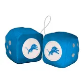 Fan Mats Detroit Lions Team Color Fuzzy Dice Decor 3" Set