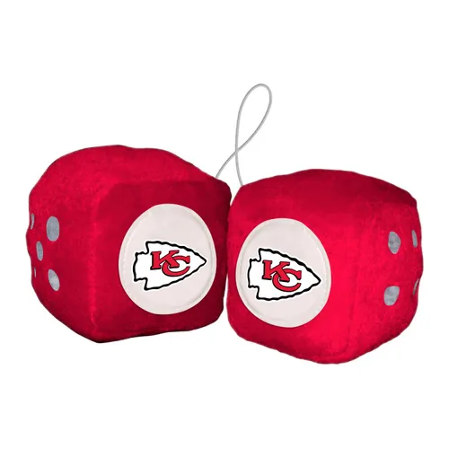 Fan Mats Kansas City Chiefs Team Color Fuzzy Dice Decor 3" Set