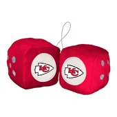 Fan Mats Kansas City Chiefs Team Color Fuzzy Dice Decor 3" Set