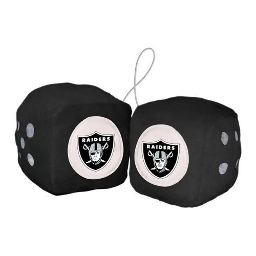 Fan Mats Las Vegas Raiders Team Color Fuzzy Dice Decor 3" Set