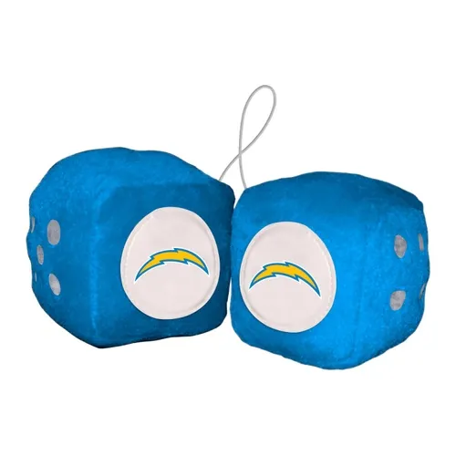 Fan Mats Los Angeles Chargers Team Color Fuzzy Dice Decor 3" Set