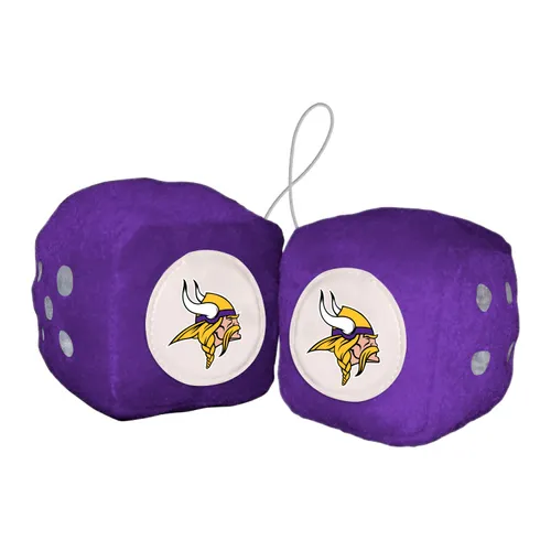 Fan Mats Minnesota Vikings Team Color Fuzzy Dice Decor 3" Set