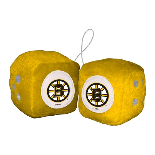 Fan Mats Boston Bruins Team Color Fuzzy Dice Decor 3" Set