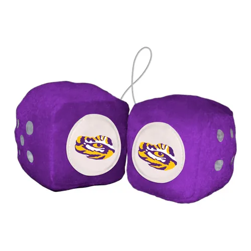 Fan Mats Lsu Tigers Team Color Fuzzy Dice Decor 3" Set