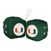 Fan Mats Miami Hurricanes Team Color Fuzzy Dice Decor 3" Set