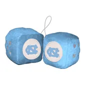 Fan Mats North Carolina Tar Heels Team Color Fuzzy Dice Decor 3" Set