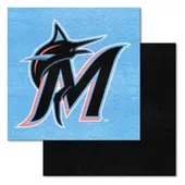 Fan Mats Miami Marlins Team Carpet Tiles - 45 Sq Ft. With Logo On Teal