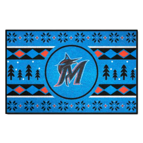 Fan Mats Miami Marlins Holiday Sweater Starter Mat Accent Rug - 19In. X 30In.