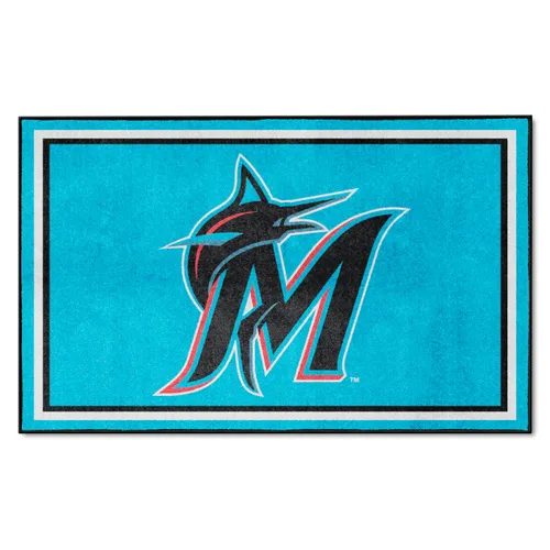 Fan Mats Miami Marlins 4Ft. X 6Ft. Plush Area Rug