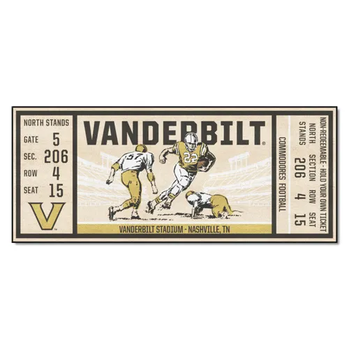 Fan Mats Vanderbilt Commodores Ticket Runner Rug - 30In. X 72In.