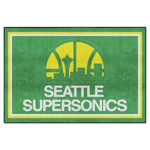 Fan Mats Nba Retro Seattle Supersonics 5Ft. X 8 Ft. Plush Area Rug