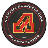 Fan Mats Nhlretro Atlanta Flames Hockey Puck Rug - 27In. Diameter