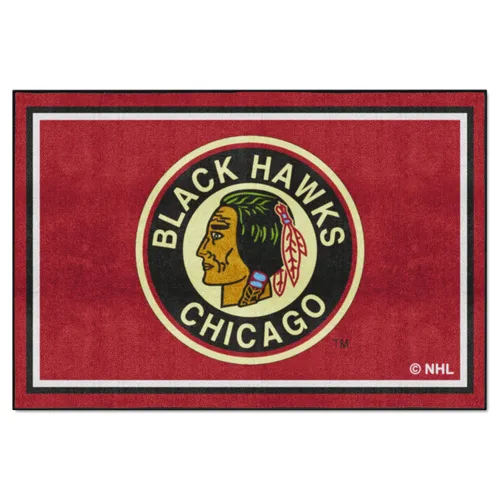 Fan Mats Nhlretro Chicago Blackhawks 5Ft. X 8 Ft. Plush Area Rug