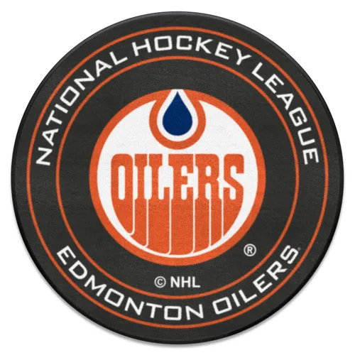 Fan Mats Nhlretro Edmonton Oilers Hockey Puck Rug - 27In. Diameter