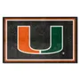 Fan Mats Miami Hurricanes 4Ft. X 6Ft. Plush Area Rug, Black