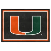 Fan Mats Miami Hurricanes 5Ft. X 8 Ft. Plush Area Rug, Black