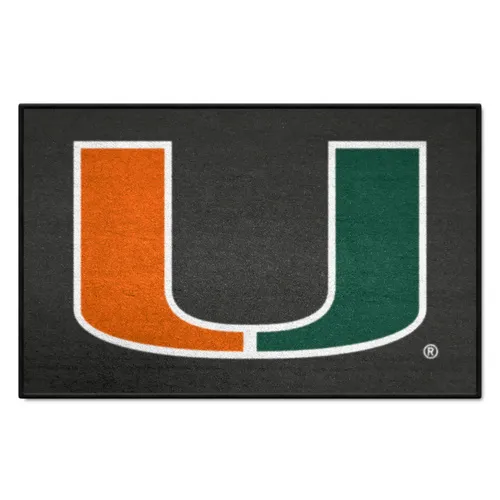 Fan Mats Miami Hurricanes Starter Mat Accent Rug, Black - 19In. X 30In.