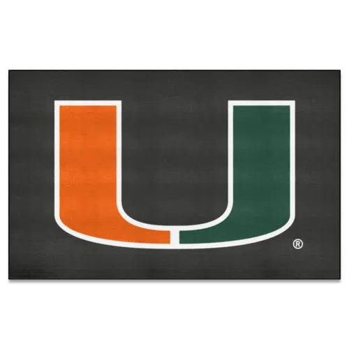 Fan Mats Miami Hurricanes Ulti-Mat Rug, Black - 5Ft. X 8Ft.