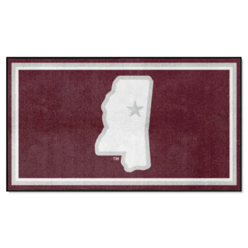 Fan Mats Mississippi State Bulldogs 3Ft. X 5Ft. Plush Area Rug, State Logo