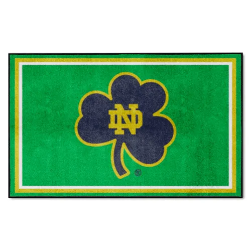 Fan Mats Notre Dame Fighting Irish 4Ft. X 6Ft. Plush Area Rug, Clover Logo