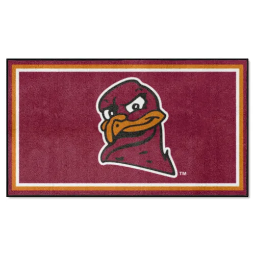 Fan Mats Virginia Tech Hokies 3Ft. X 5Ft. Plush Area Rug, Hokie Bird Logo