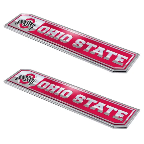 Fan Mats Ohio State Buckeyes 2 Piece Heavy Duty Aluminum Embossed Truck Emblem Set