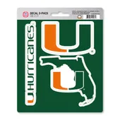 Fan Mats Miami Hurricanes 3 Piece Decal Sticker Set