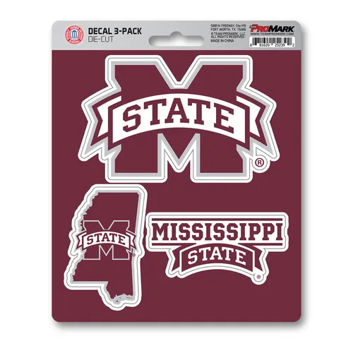 Fan Mats Mississippi State Bulldogs 3 Piece Decal Sticker Set