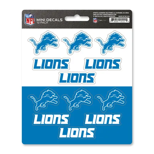 Fan Mats Detroit Lions 12 Count Mini Decal Sticker Pack