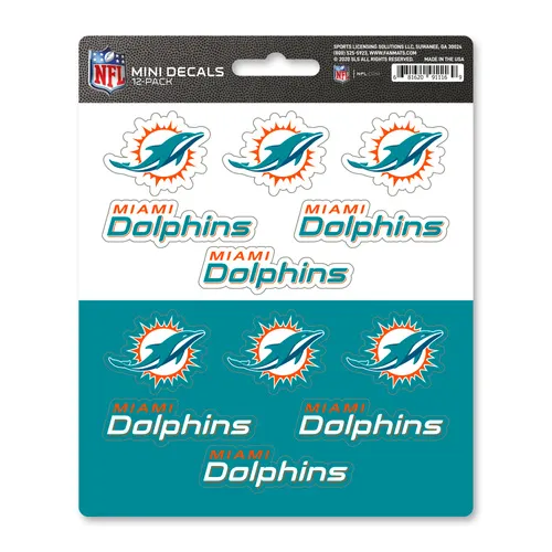 Fan Mats Miami Dolphins 12 Count Mini Decal Sticker Pack