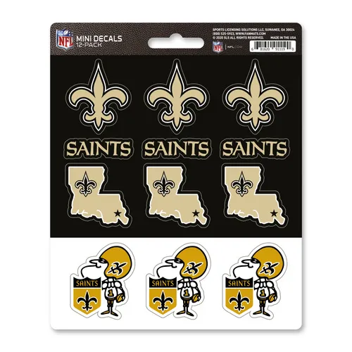 Fan Mats New Orleans Saints 12 Count Mini Decal Sticker Pack