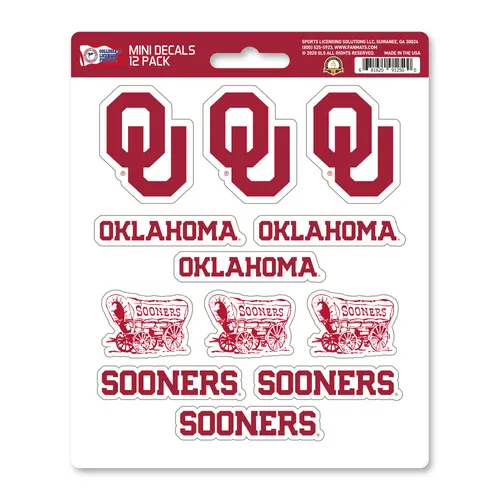 Fan Mats Oklahoma Sooners 12 Count Mini Decal Sticker Pack