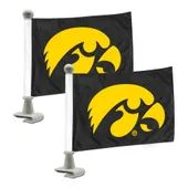 Fan Mats Iowa Hawkeyes Ambassador Car Flags - 2 Pack Mini Auto Flags, 4In X 6In