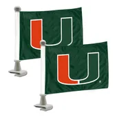 Fan Mats Miami Hurricanes Ambassador Car Flags - 2 Pack Mini Auto Flags, 4In X 6In