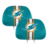 Fan Mats Miami Dolphins Printed Head Rest Cover Set - 2 Pieces