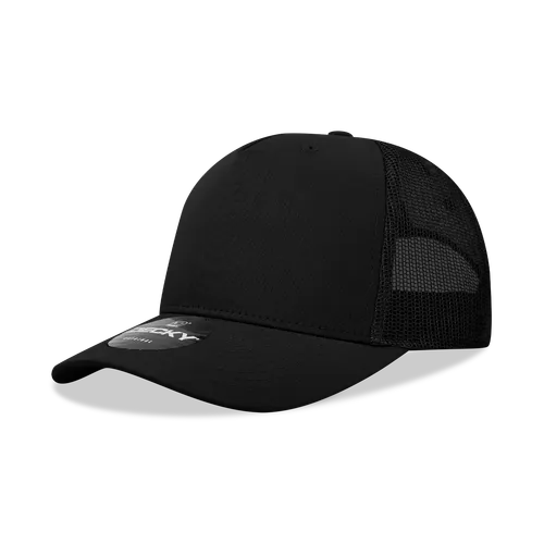 Decky 5 Panel Mid Profile Structured Cotton/Poly Blend Trucker 6030. Embroidery is available on this item.