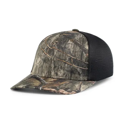 Pacific Headwear Mossy Oak Low-Profile Trucker Pacflex Cap P691. Embroidery is available on this item.