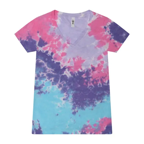 Tie-Dye Ladies' V-Neck T-Shirt 1075CD. Printing is available for this item.