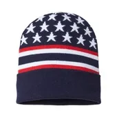 Cap America Usa-Made Patriotic Cuffed Knit Beanie CAP-RK12