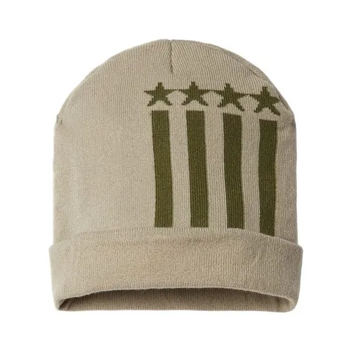 Cap America Usa-Made Patriotic Cuffed Knit Beanie CAP-RK12