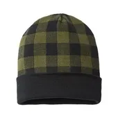 Cap America Usa-Made Plaid Knit Beanie CAP-RKP12