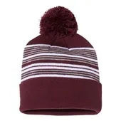 Sportsman 12" Striped Pom-Pom Knit Beanie SPO-SP60