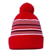 Sportsman 12" Striped Pom-Pom Knit Beanie SPO-SP60