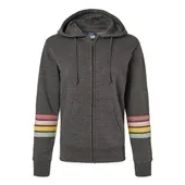 Mv Sport Women's Striped Sleeves Full-Zip Hooded Sweatshirt MV-W22732