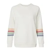 Mv Sport Women's Striped Sleeves Crewneck Sweatshirt MV-W23152