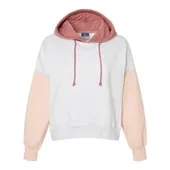 Mv Sport Women's Sueded Fleece Colorblocked Crop Hooded Sweatshirt MV-W23716