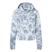 Mv Sport Women's Sueded Fleece Tie-Dyed Crop Hooded Sweatshirt MV-W23718